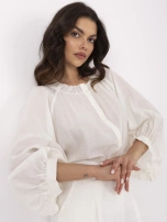 Ecru rozpinana koszula z bufiastymi rękawami
