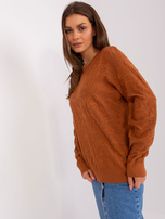 Hurt Jasnobrązowy sweter klasyczny z długim rękawem