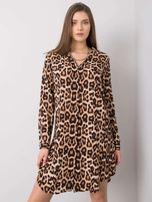 Brązowo-czarna sukienka w cętki Debora RUE PARIS