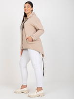 Hurt Beżowa rozpinana bluza plus size z kapturem i kieszeniami
