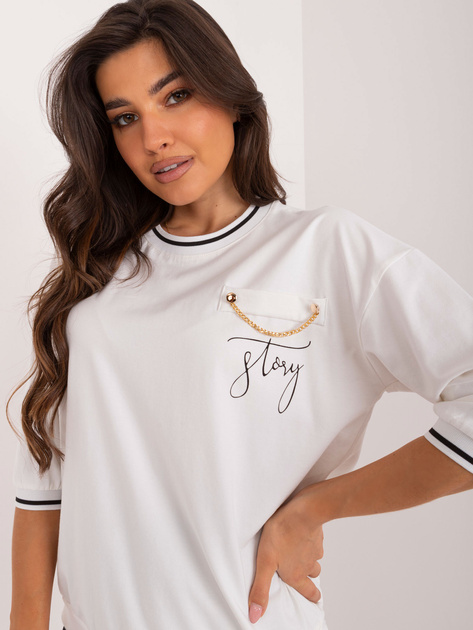 Hurtownia Ecru codzienna bluzka damska z lamówką