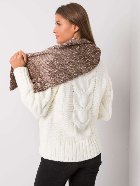 Brązowy szalik damski ze złotą nicią