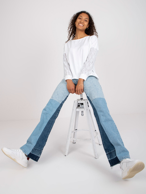 Biała bluzka z koronkowymi rękawami Shantelle RUE PARIS