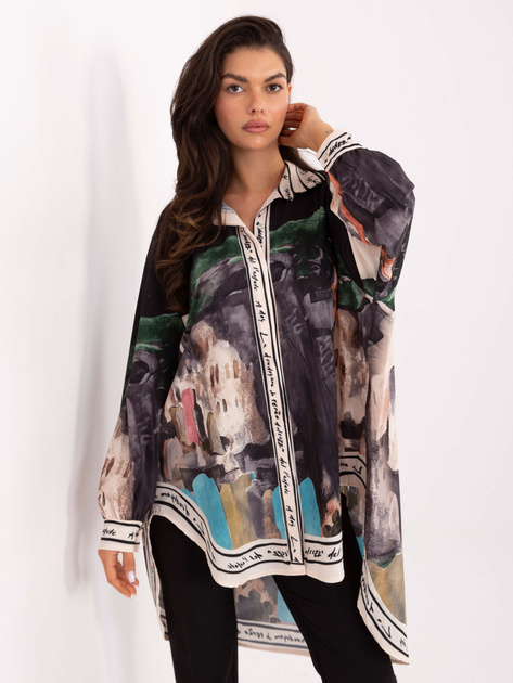 Czarna damska koszula z dłuższym tyłem RUE PARIS