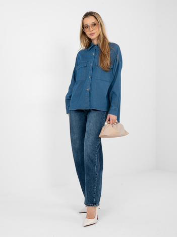 Niebieska jeansowa koszula z dłuższym tyłem