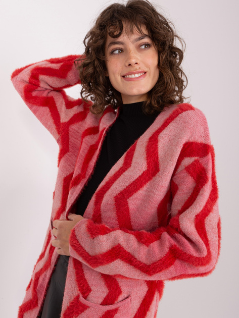 Hurt Czerwony miękki kardigan we wzory