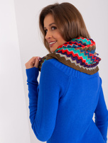 Hurtownia Brązowy komin dzianinowy we wzory