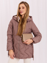 Hurt braune gesteppte Übergangsjacke mit Kapuze.