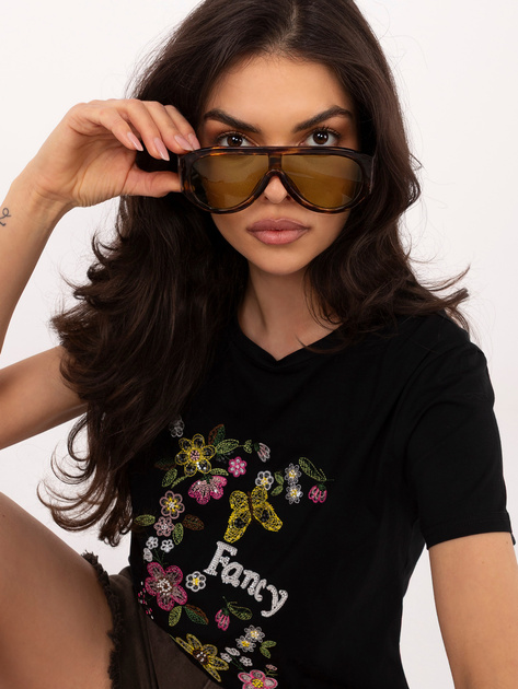 Czarny bawełniany t-shirt z aplikacją