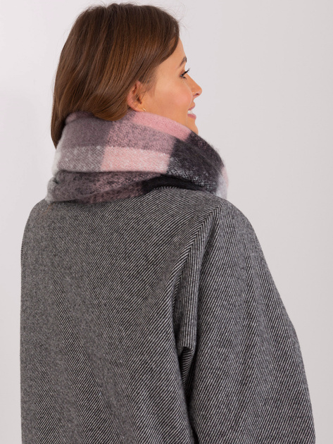 Hurtownia Różowo-szary szal damski z frędzlami