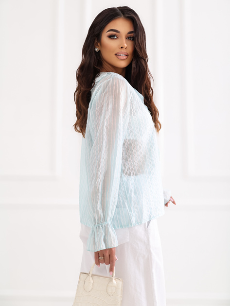 Miętowa prześwitująca bluzka w paski