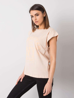 Pfirsichfarbenes T-Shirt mit dem Aufdruck Ciara RUE PARIS.