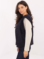 Granatowa kamizelka z kieszeniami RUE PARIS 