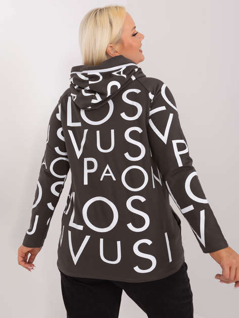 Hurt Ciemna khaki bawełniana bluza plus size z nadrukiem