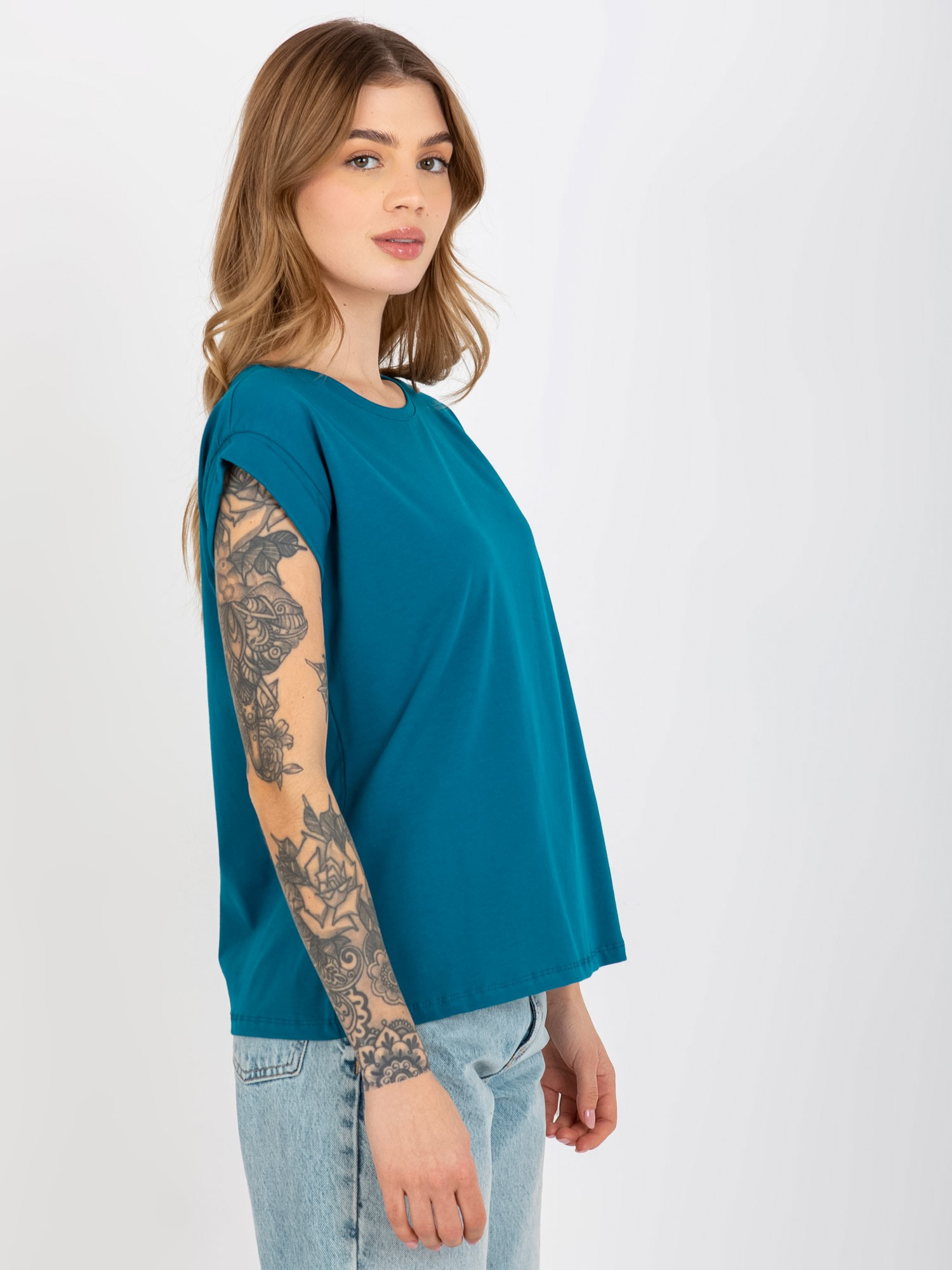 Hurt Morski damski t-shirt basic z bawełny Revolution