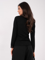 Czarna damska bluzka z dekoltem w serek