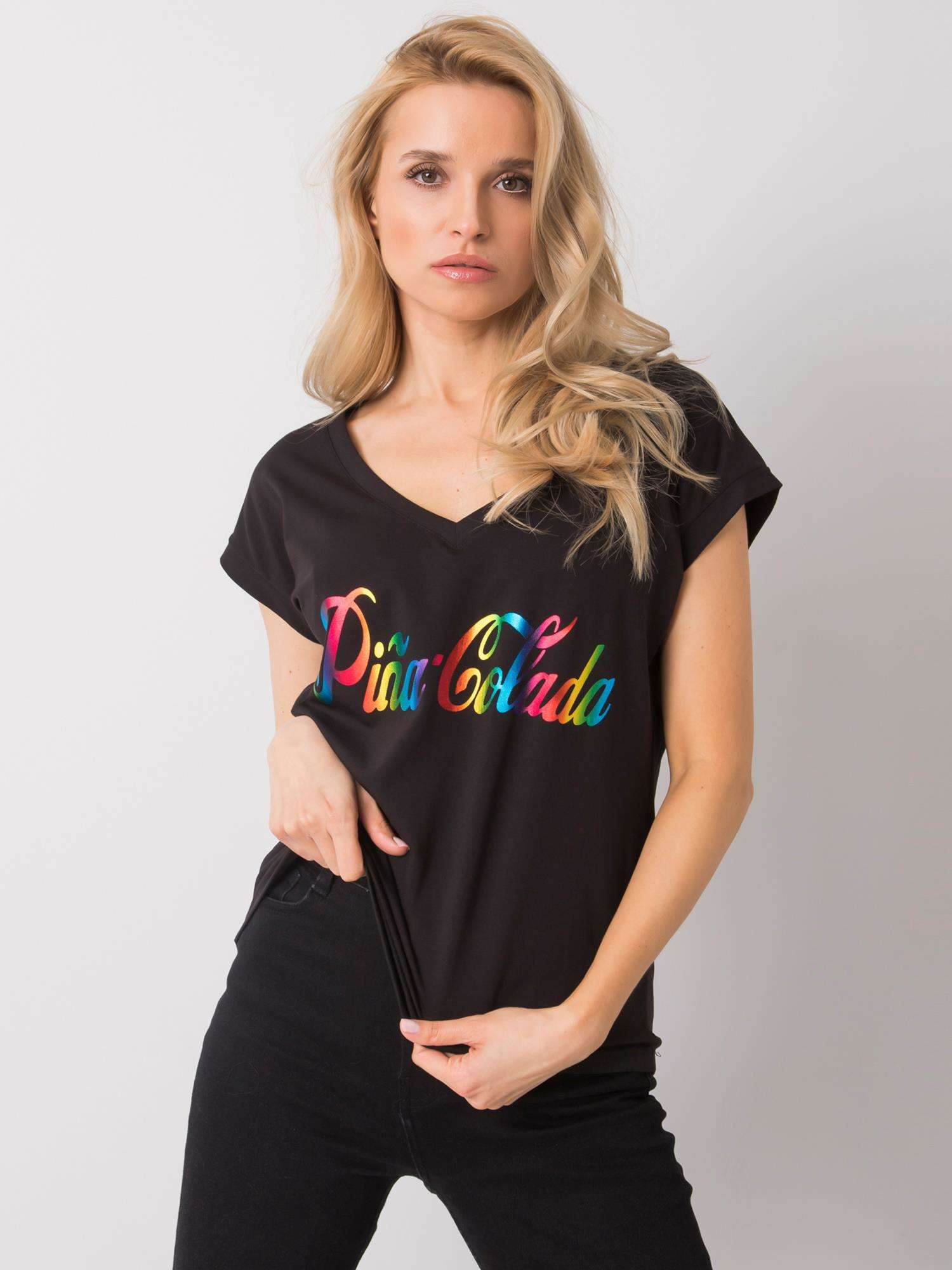 Czarny t-shirt z nadrukiem Hollis