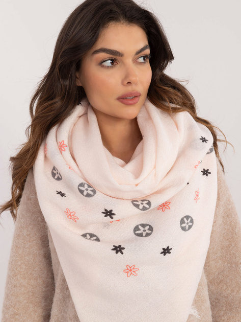 Hurtownia Jasnoróżowy damski szal z frędzlami