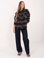 Hurt Granatowo-ciemnoszara wierzchnia koszula w kratę z kieszeniami