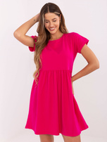 Fuksjowa bawełniana sukienka na lato RUE PARIS 