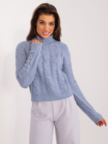 Tamsiai mėlynas mezginys megztinis su pynėmis MAYFLIES.