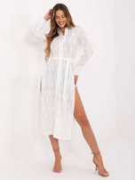 Biała długa koszula z kwiatowym haftem