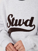 Jasnoszara melanżowa bluza oversize bez kaptura RUE PARIS  