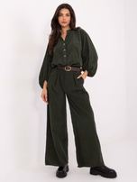 Khaki sztruksowa bluzka od kompletu