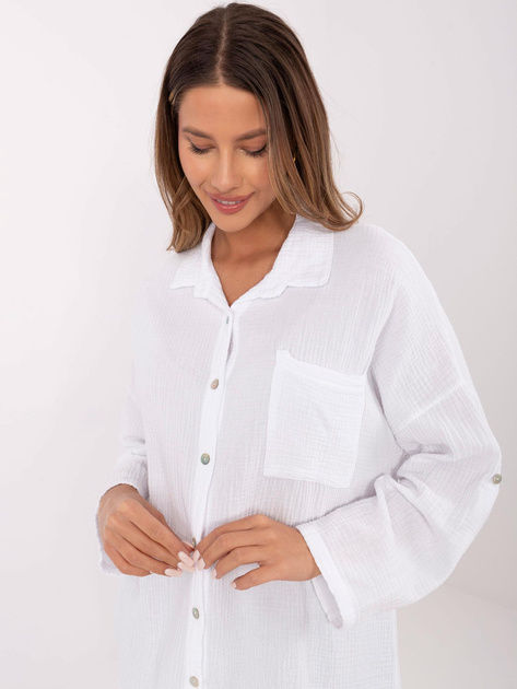 Hurtownia Biała damska koszula oversize z muślinu