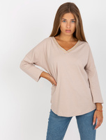 Hurt Beżowa bluzka na co dzień z bawełny RUE PARIS 