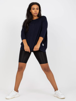 Hurt Granatowa codzienna bluzka plus size z bawełny 