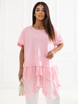 Jasnoróżowa letnia bluzka z haftem