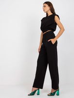 Czarny dwuczęściowy komplet basic z bawełny RUE PARIS 