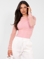 Jasnoróżowa siateczkowa bluzka z podszewką 