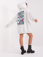 Hurt Jasnoszara długa bluza z kapturem STITCH & SOUL