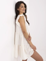 Ecru letnia sukienka z falbaną RUE PARIS