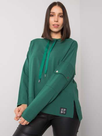 Ciemnozielona bluzka plus size z kieszenią na rękawie Lunnara