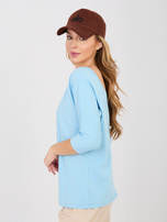Pastelowa niebieska bluzka basic z bawełny RUE PARIS 