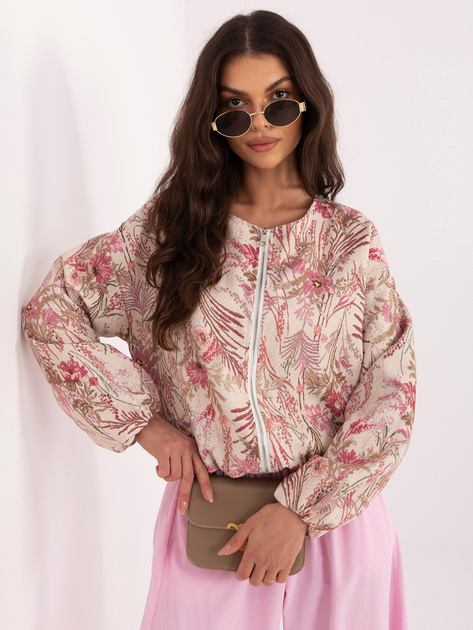 Jasnoróżowe sztruksowe spodnie z baloniastymi nogawkami