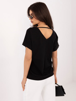 Czarna damska bluzka oversize z dekoltem V RUE PARIS 