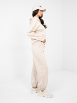 Beżowy casualowy komplet z napisem na bluzie RUE PARIS 