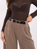Ciemnobeżowe sztruksowe spodnie z kieszeniami RUE PARIS
