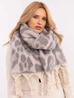 Hurt Jasnoróżowo-szary szal w zwierzęce wzory