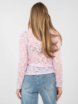 Jasnoróżowa elegancka bluzka z koronki RUE PARIS 