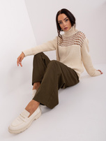 Hurtownia Kremowy dzianinowy golf damski