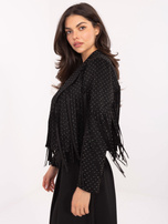 Czarna zamszowa kurtka z frędzlami