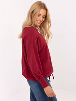 Bordowa damska bluzka oversize z dżetami