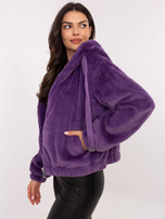 Hurt Fioletowa damska kurtka miś z suwakiem