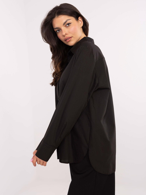 Hurt Czarna damska koszula oversize z rozcięciami