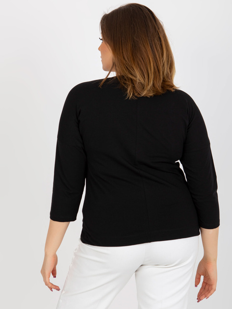 Hurt Czarna bluzka plus size z aplikacją i rękawem 3/4